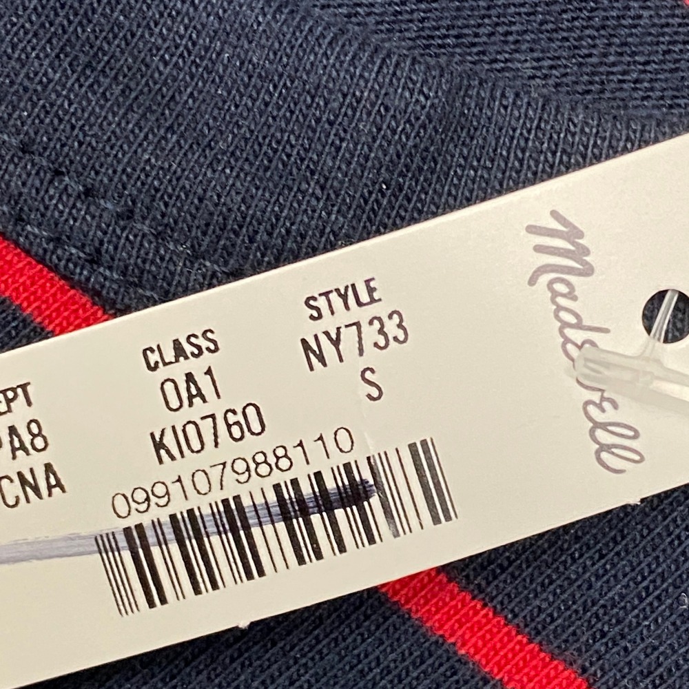 Madewell Top Womens Small Perfect Crewneck Tee Jersey Navy Red Stripe NY733 - Picture 6 of 11